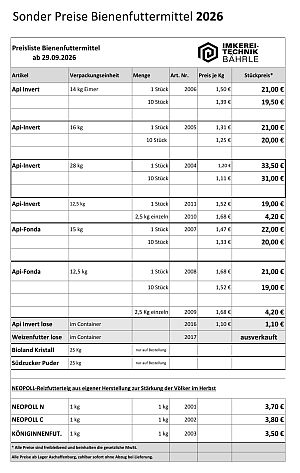 Futtermittel-Sonderangebot ab dem 29.09.26